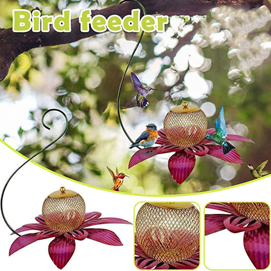 Outdoor Metal Garden Art Flower And Bird Feeder Garden Decoration